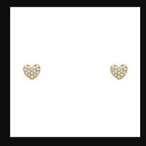 14KT Italian Gold CZ Heart 6mm Screw Back Stud Earrings